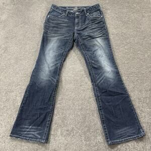 Harley Davidson Womens Embellished Bootcut Jeans Blue 6 Rhinestone Wings Biker